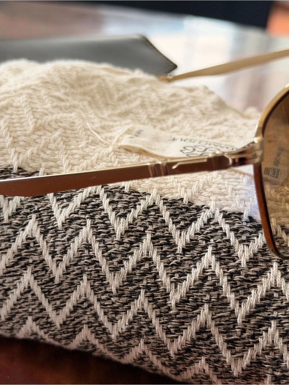 Persol Gold Metal Frame Sunglasses with Brown Gradient Lenses.
